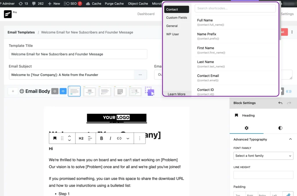 Use dynamic tags aka merge tags